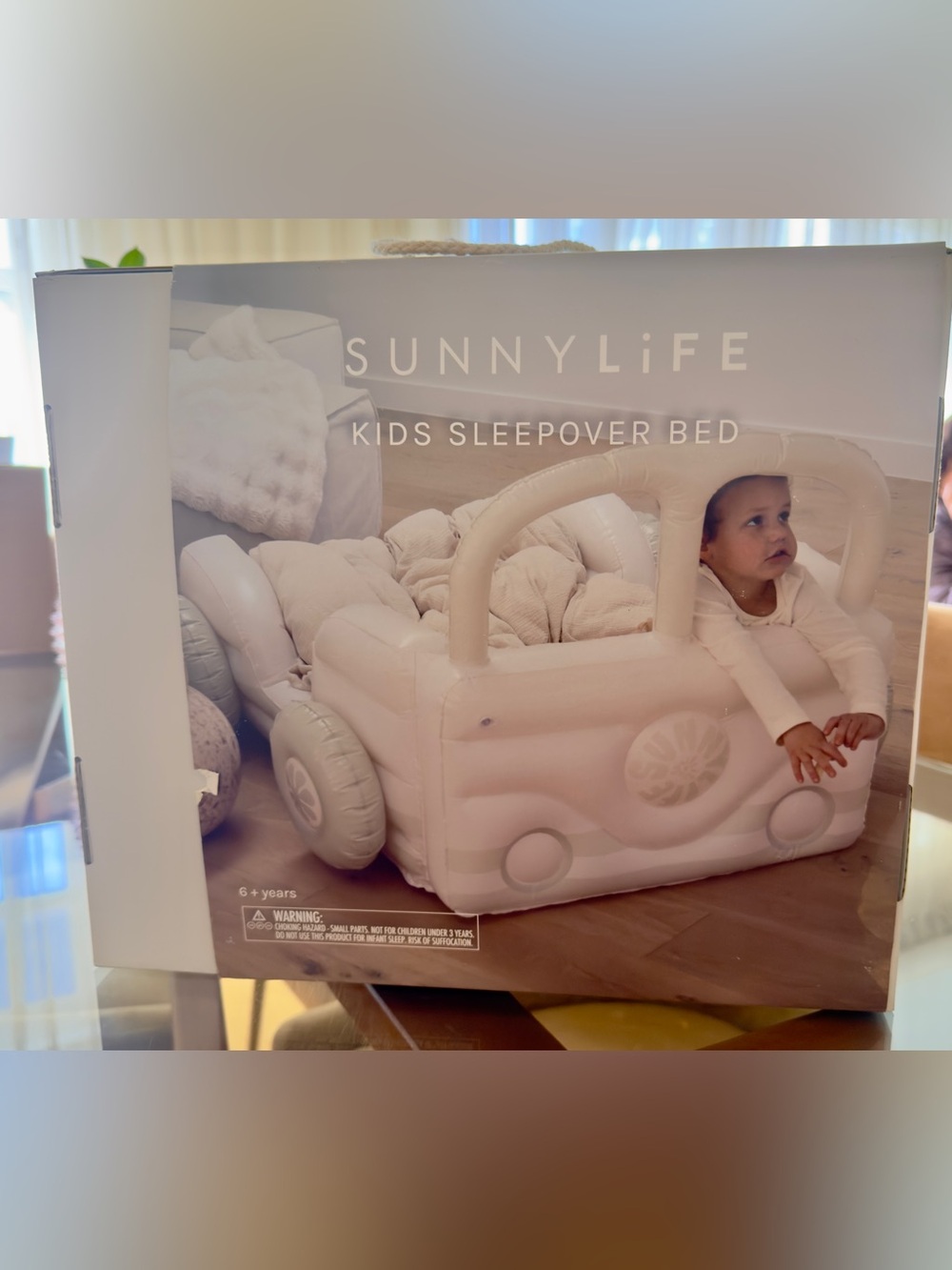 Sunnylife Inflatable Kids Sleepover Car Bed - Blush Pink